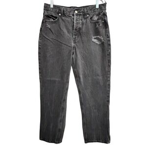 Old Navy High‑Rise Slouchy Straight Jeans — Black — Size 10 Tall